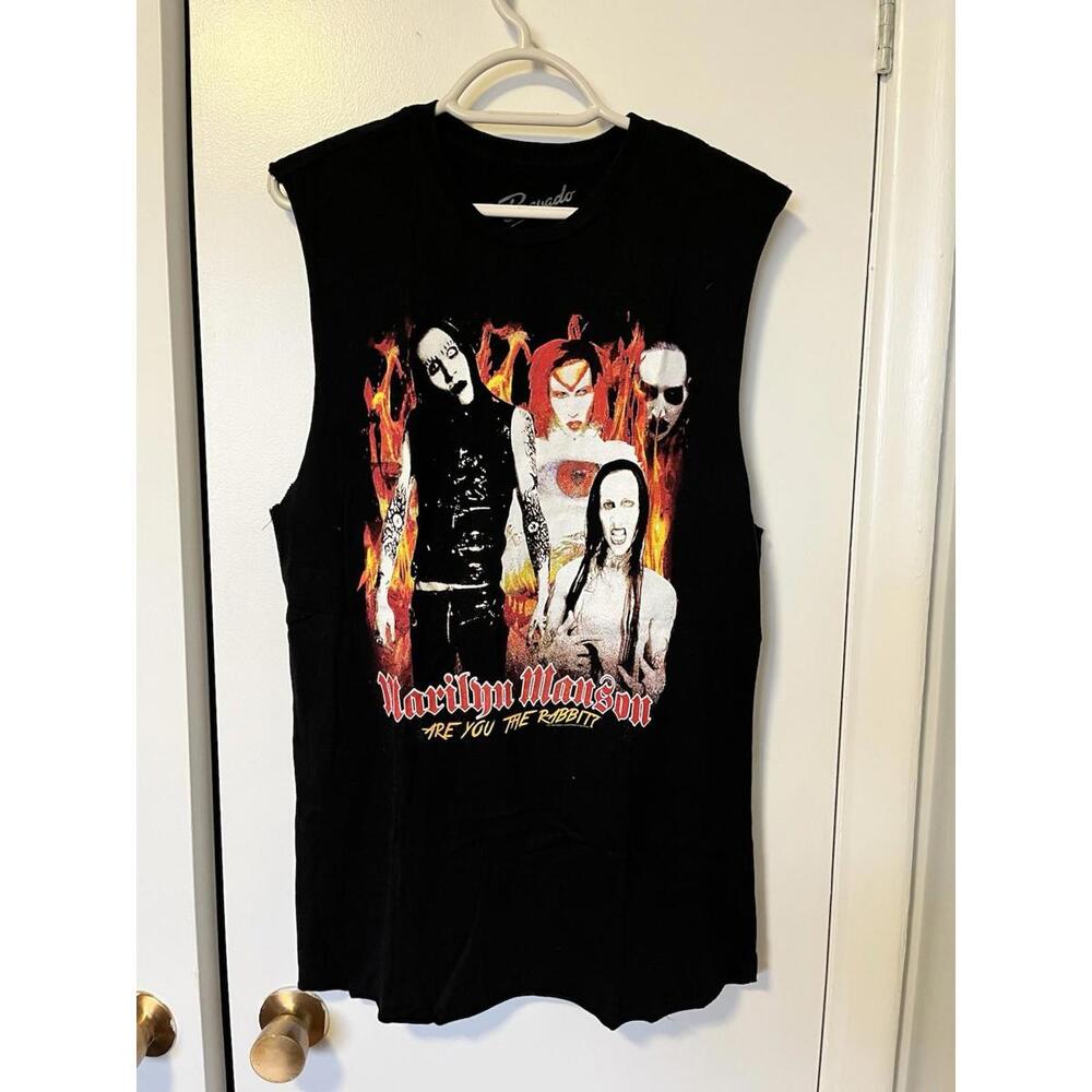 Marilyn Manson Shirt Adult Sz. S Black Are You The Rabbit Heavy Rock Band Tee